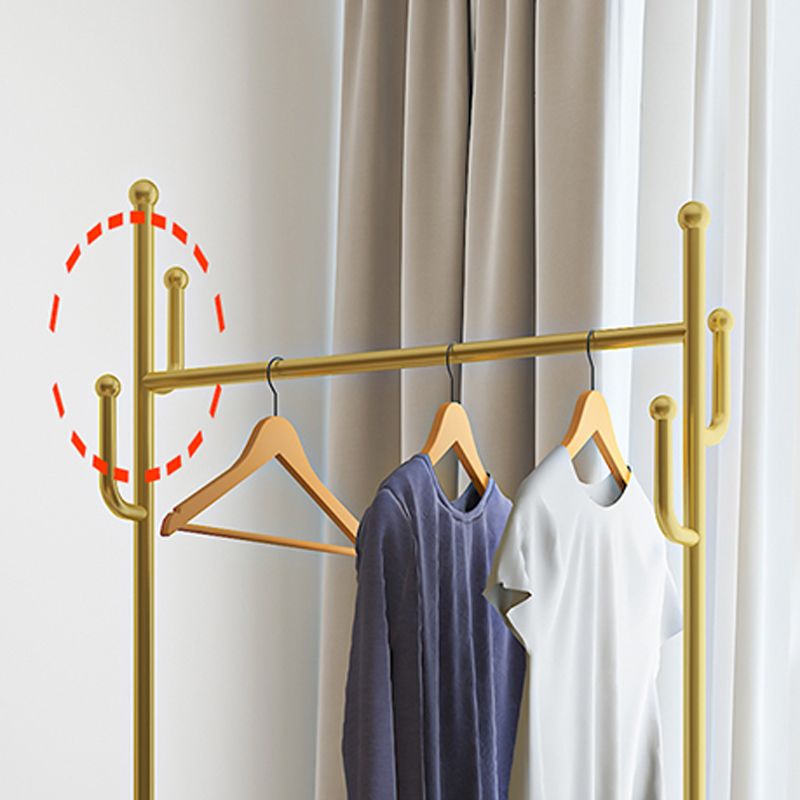 Glam Coat Hanger Metal Frame Free Standing PU Leather Basket Coat Rack with Shelves