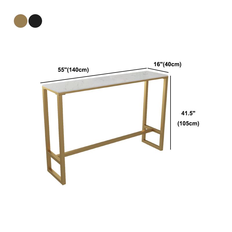 Stone Bar Dining Table Modern Rectangle Bar Table with Trestle Pedestal for Living Room