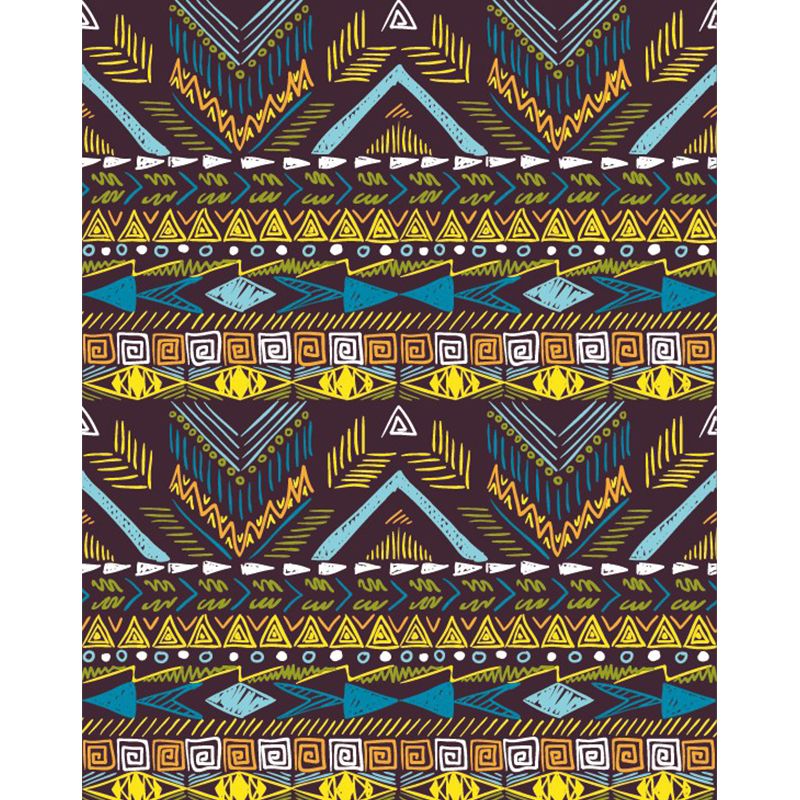 Bohemia Chevron Murals Wallpaper Yellow-Blue Stain Resistant Wall Decor for Home