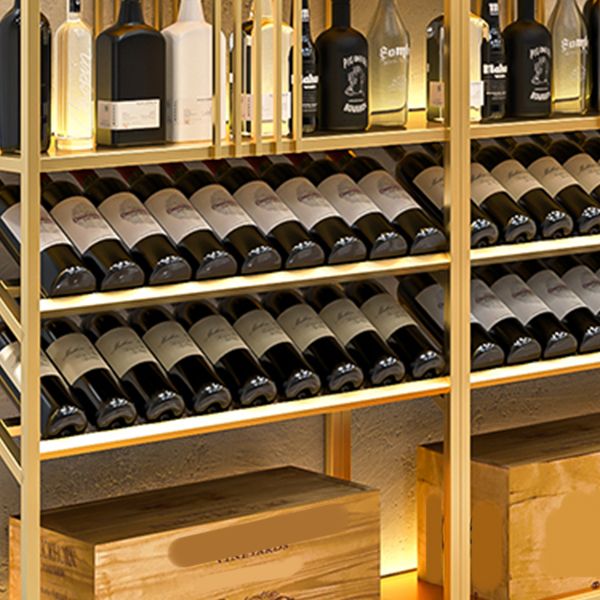 Modern Simple Floor Wine Rack Golden Wine Bottle Rack for Kitchen