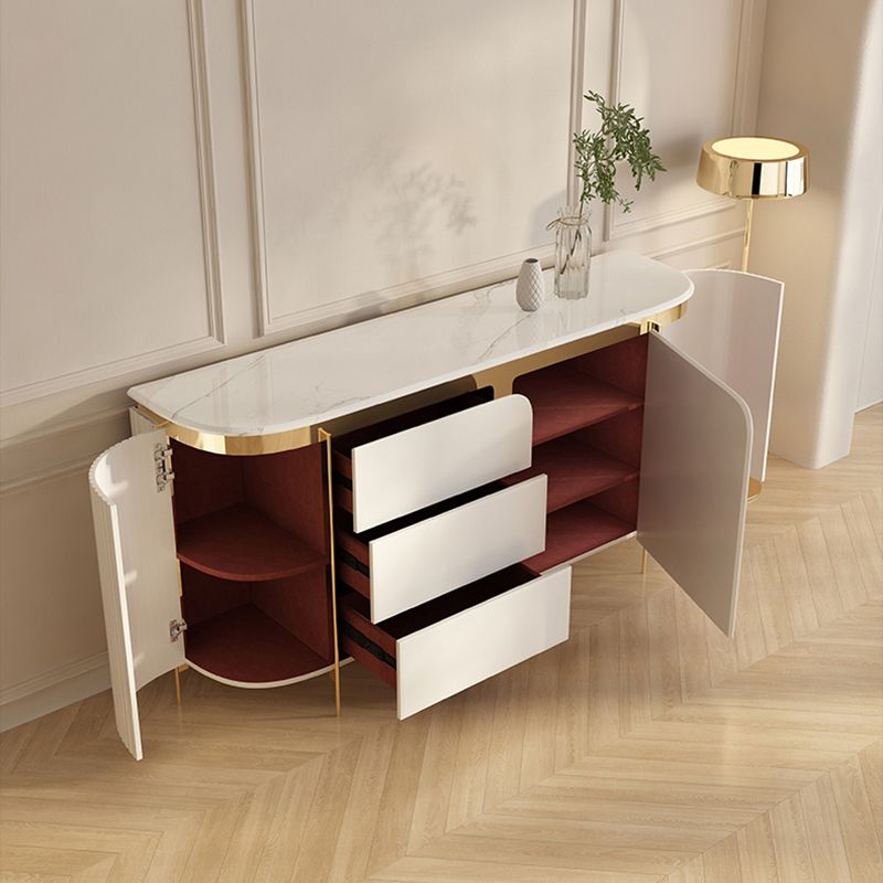 Modern Style Marble Top Wood Storage Sideboard Cabinet for Home Use