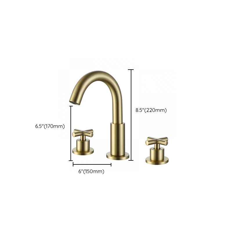 Modern Double Handle Sink Faucet with Water Inlet Pipe Bathroom Brass Sink Faucet