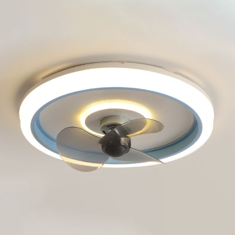 Round Shape Metal Ceiling Fan Lamp Modern Style 2 Lights Ceiling Fans