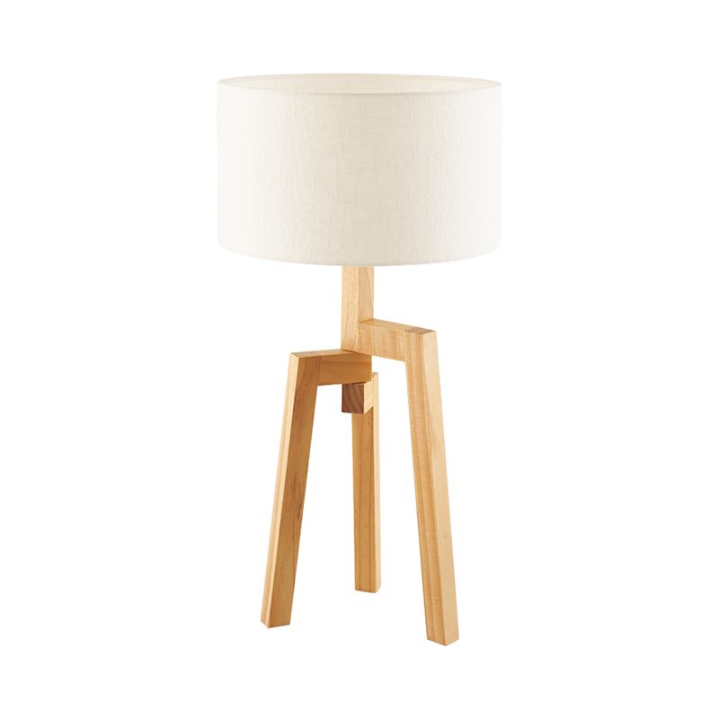 1 Bulb Bedside Task Lighting Modern White Night Table Lamp with Drum Fabric Shade