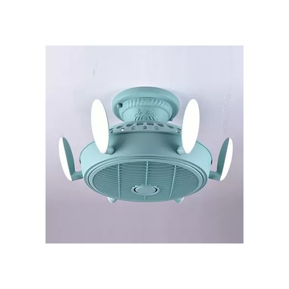 Noordse stijl ventilator semi spoeling licht 6 lichten macaron gekleurde plafondventilator voor slaapkamer