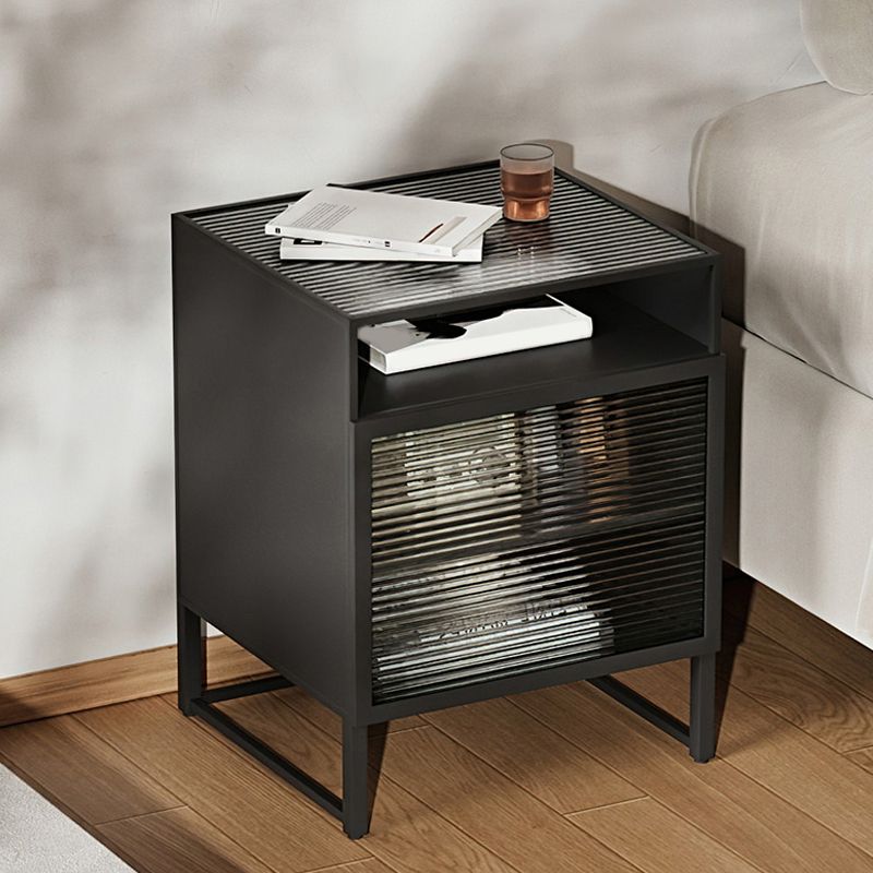 Modern Glass Night Table Storage Bedside Cabinet for Bedroom