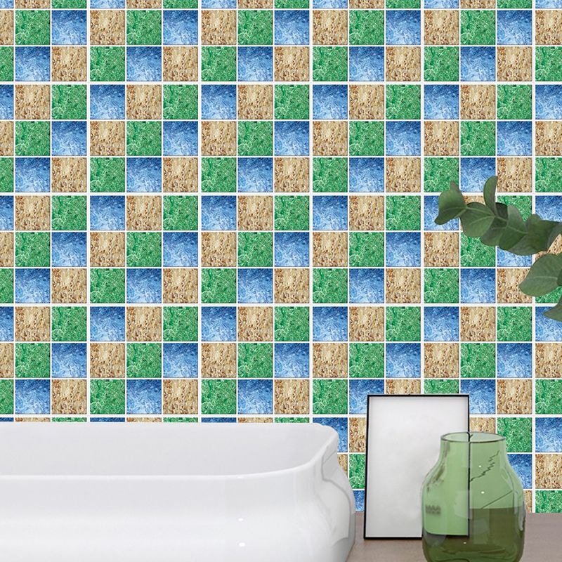 Modern Mosaic Tile Marble Wallpapers Blue-Green Peel and Paste Wall Decor for Home