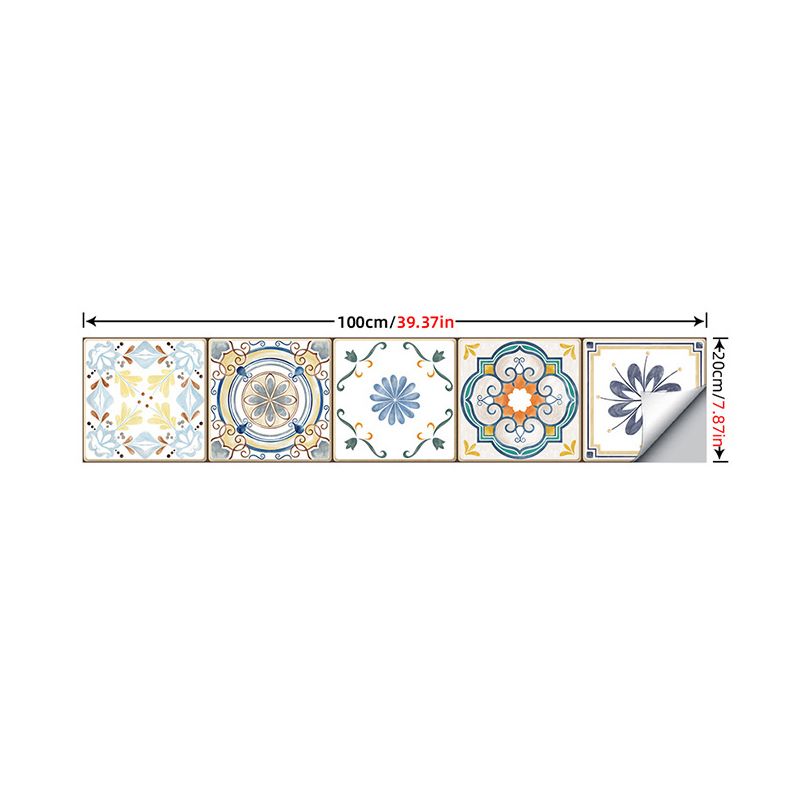 Boho-Chic Floral Stick Wallpaper Panels Grey Quatrefoil Print Wall Decor for Kitchen