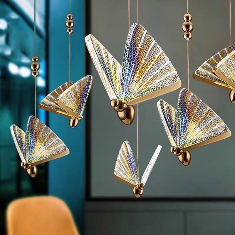 Butterfly Shade Hanging Lighting Modern Style Metal 1 Lights Hanging Lamp for Bedroom