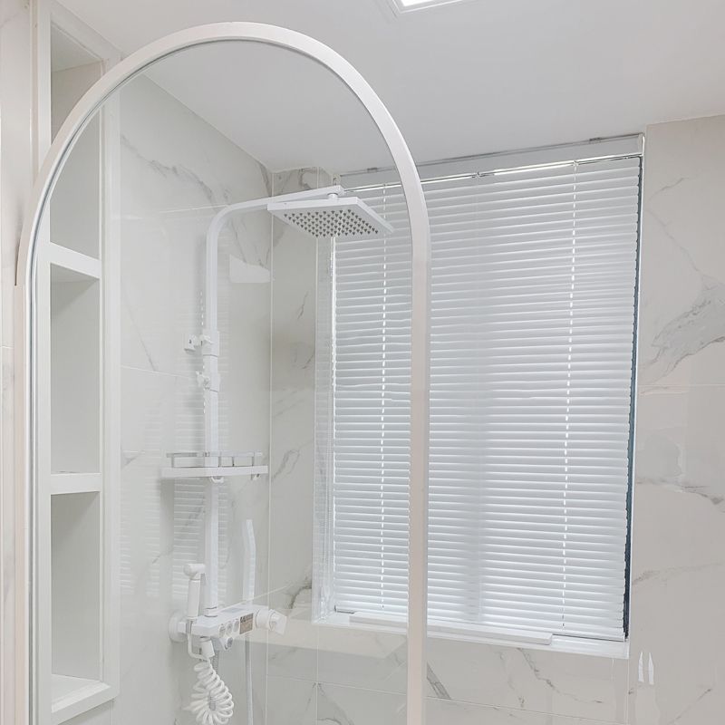 White Full Frame Single Fixed Panel, Half Partition Arched Waterproof Bathroom Screen
