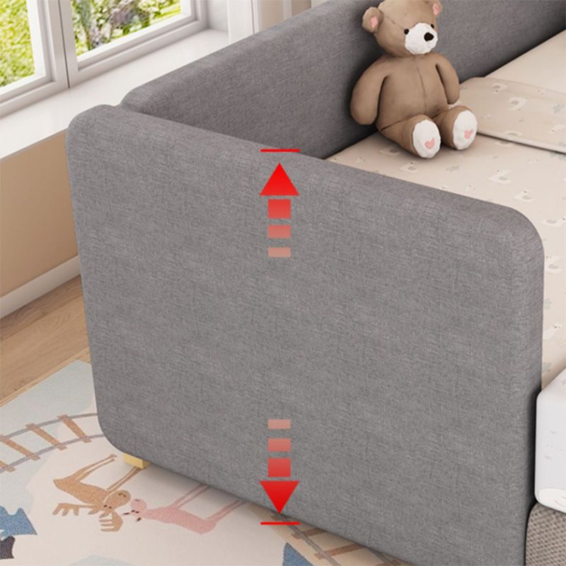 Contemporary Fabric & Wood Crib in Gray Upholstered Crib with Mattress