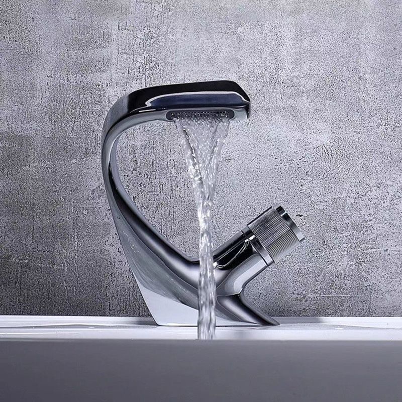 Modern Centerset Faucets Single Knob Handle Faucets with Waterfall Spout