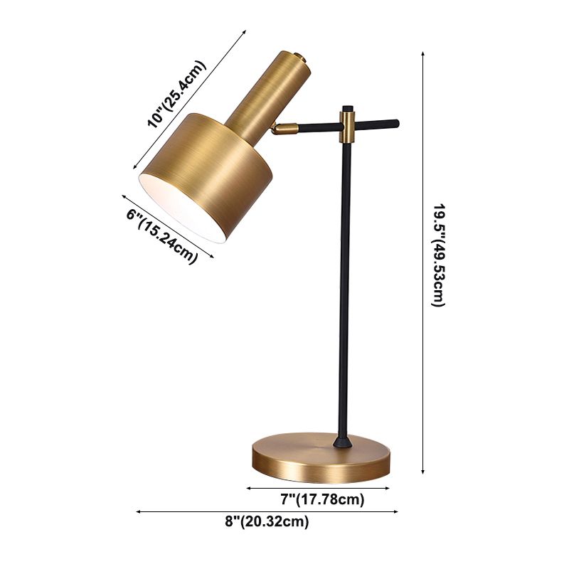 Cylindrical Bedroom Table Light Metal Simplicity Nights and Lamp in Gold