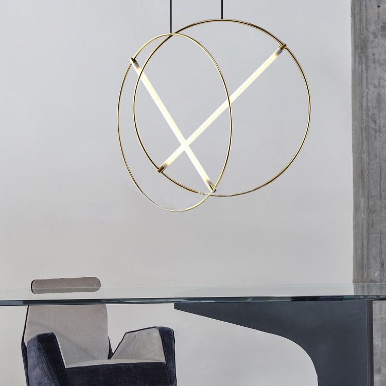 Simplicity Loop Shaped Pendant Lighting Acrylic Dining Room LED Down Light in Gold