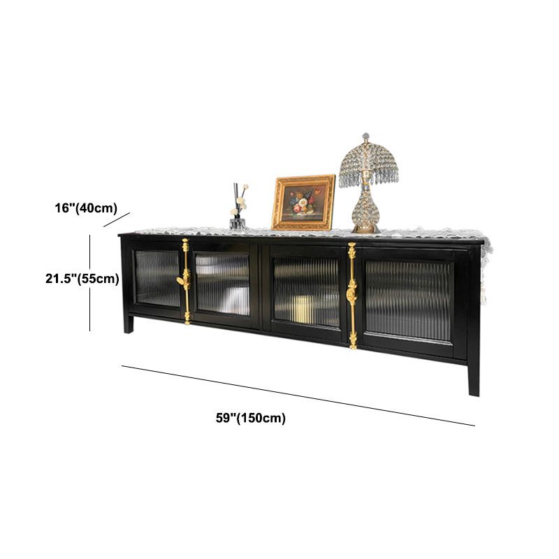 Industrial 4-Door TV Stand 21.65" H Metal TV Console in Black