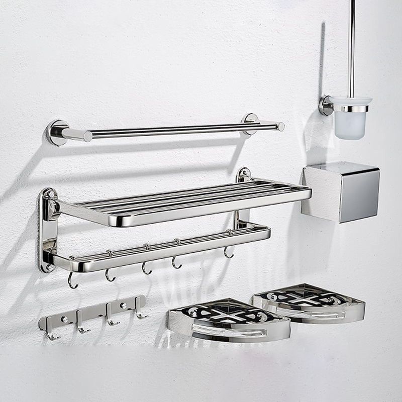 Modern Steel Bath Hardware Set Sliver Bathroom Accessory Kit