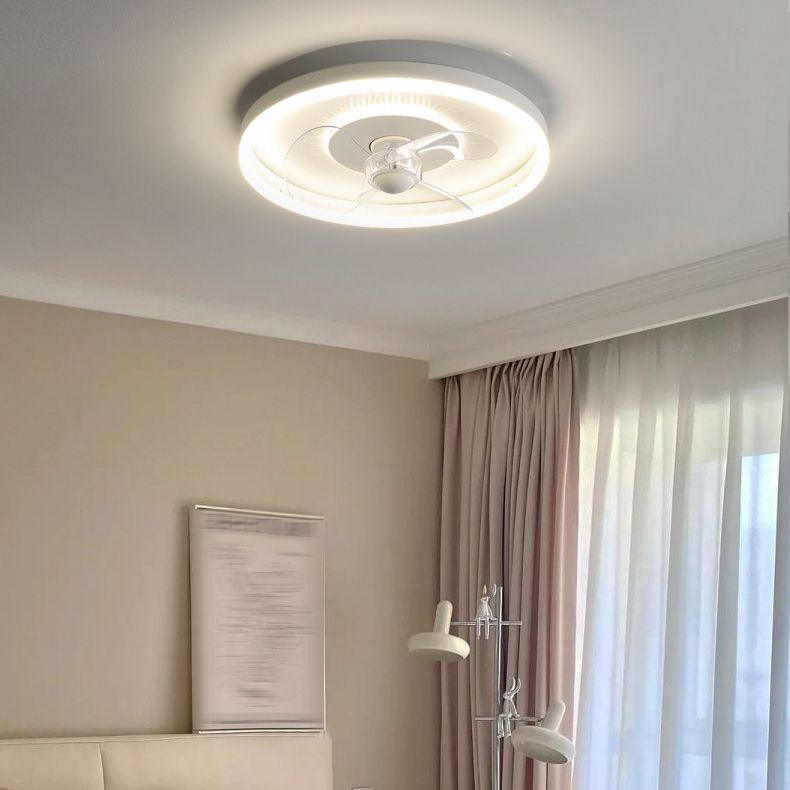 Modernism 2-Light White Ceiling Fan Lamp LED Metallic Ceiling Fan Light