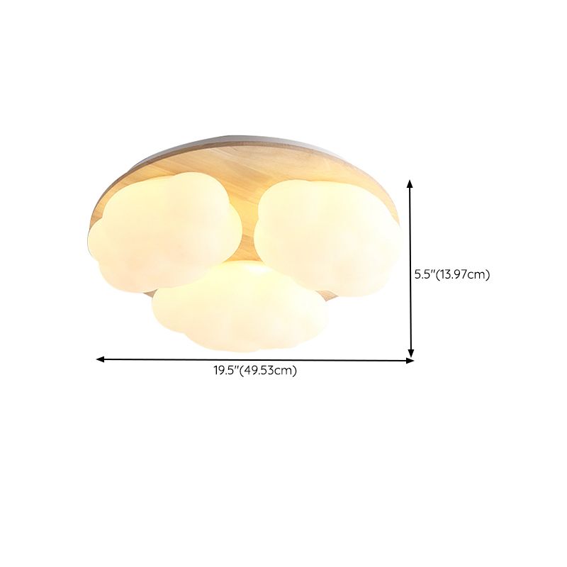 Cloud Shape Flush Light Modern Style Acrylic 3 Lights Flush Ceiling Light in White