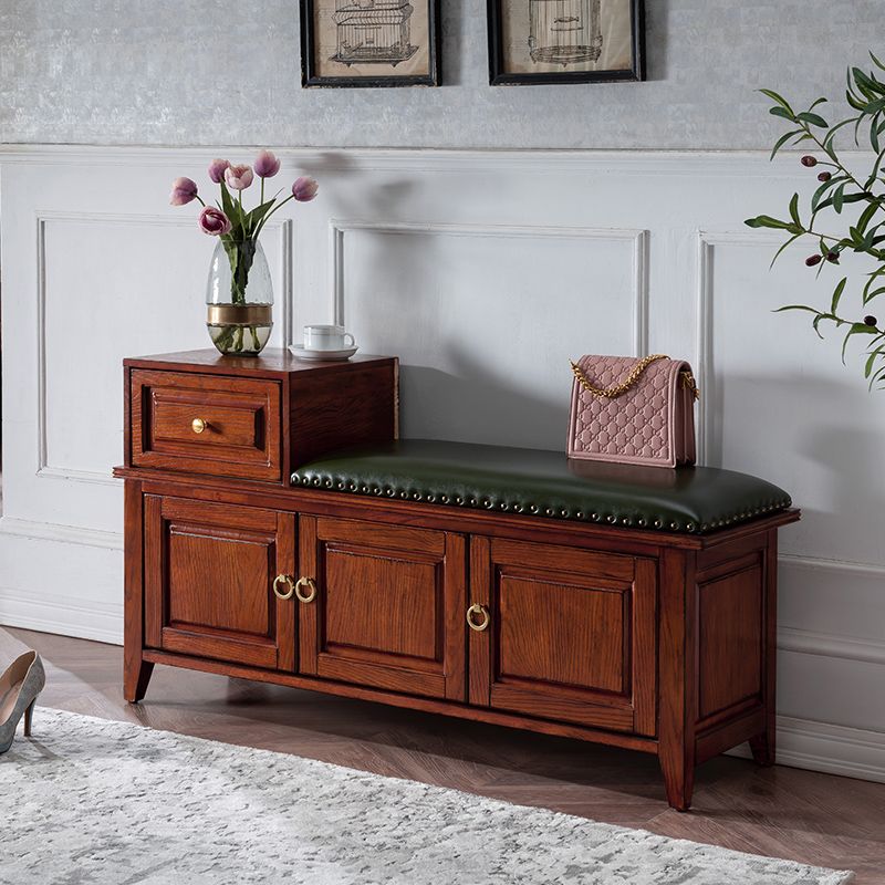 Solid Wood Entryway Bench Traditional Seating Bench with Upholstered