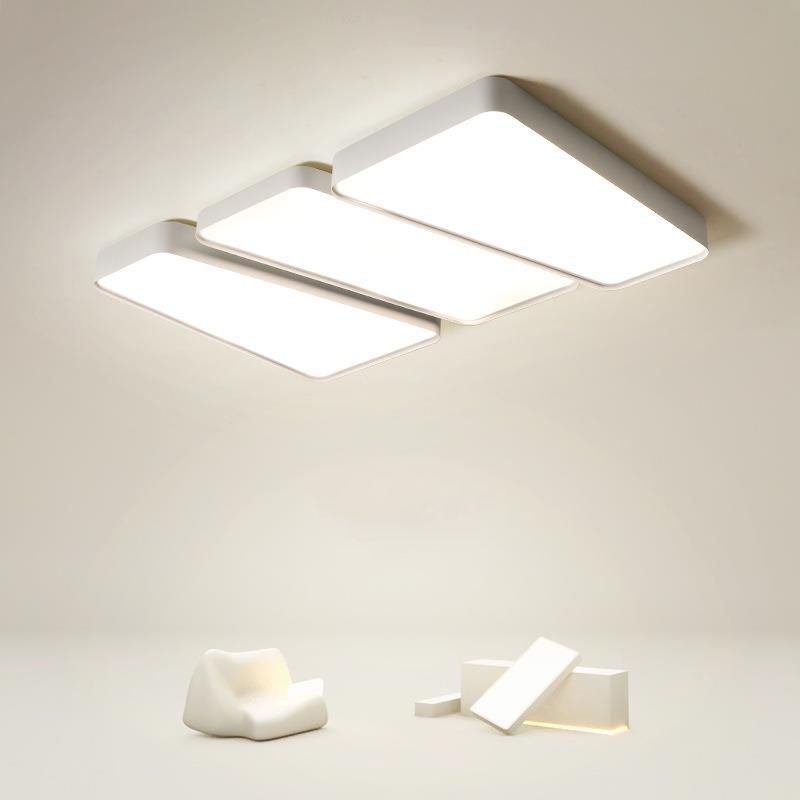 Geometric Interior LED Flush Mount in White Minimalist Iron Ceiling Flush