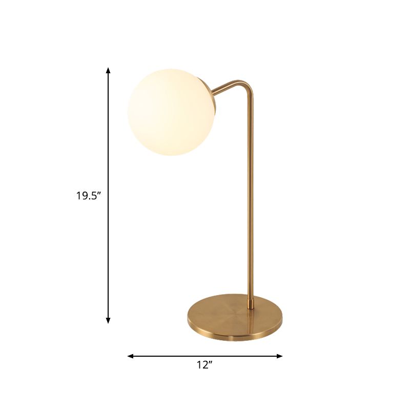 S/C Shaped/Bend Bedside Table Light Metal 1/2-Head Designer Night Lamp in Gold with Ball Cream Glass Shade