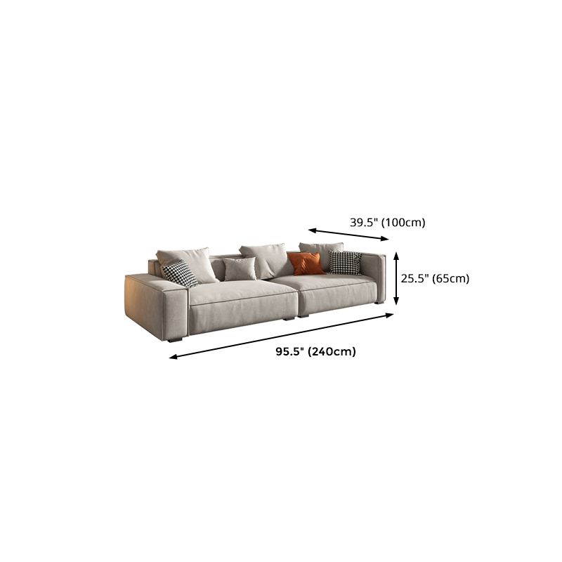 Contemporary Faux Leather Square Arm Sofa Standard Sofa for Living Room