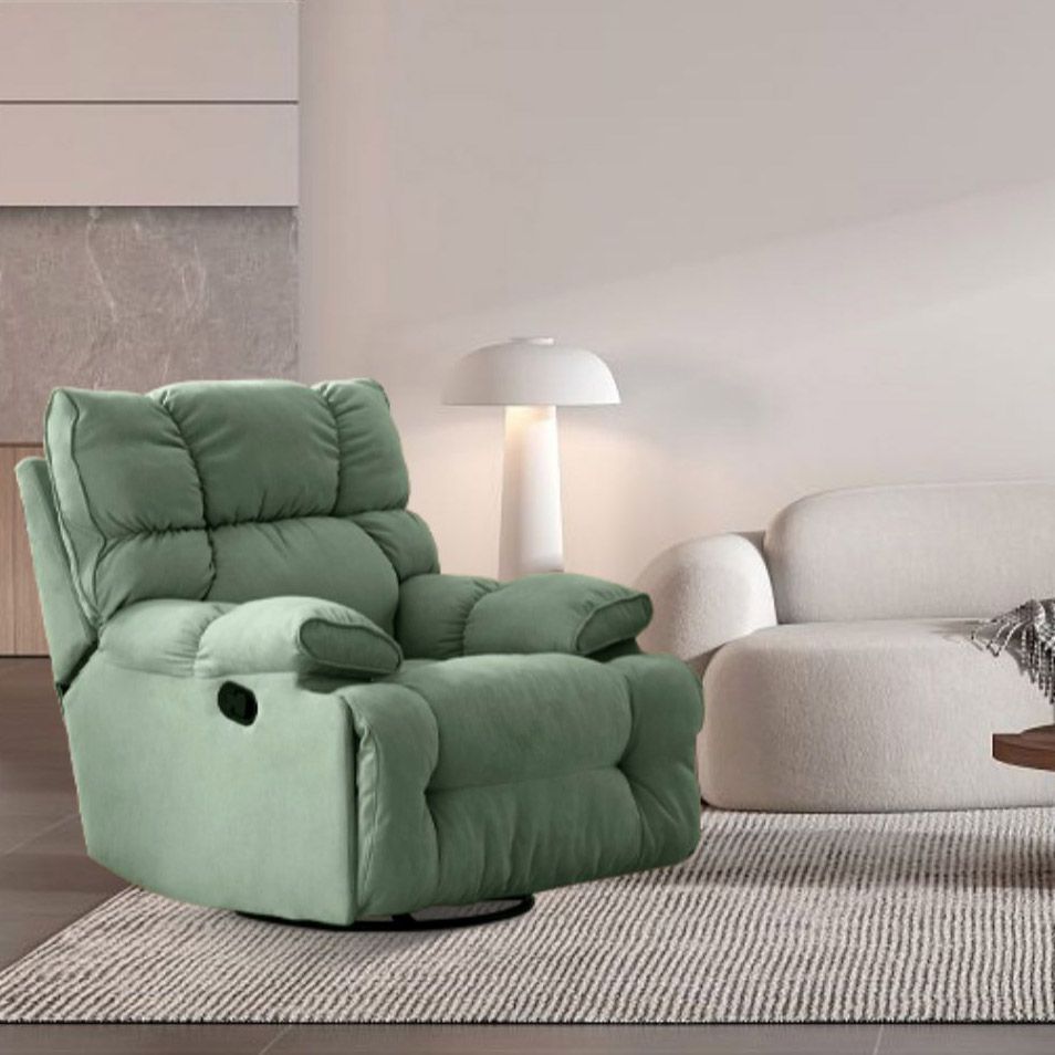 Solid Color Swivel Rocker Standard Recliner Microsuede Recliner Chair