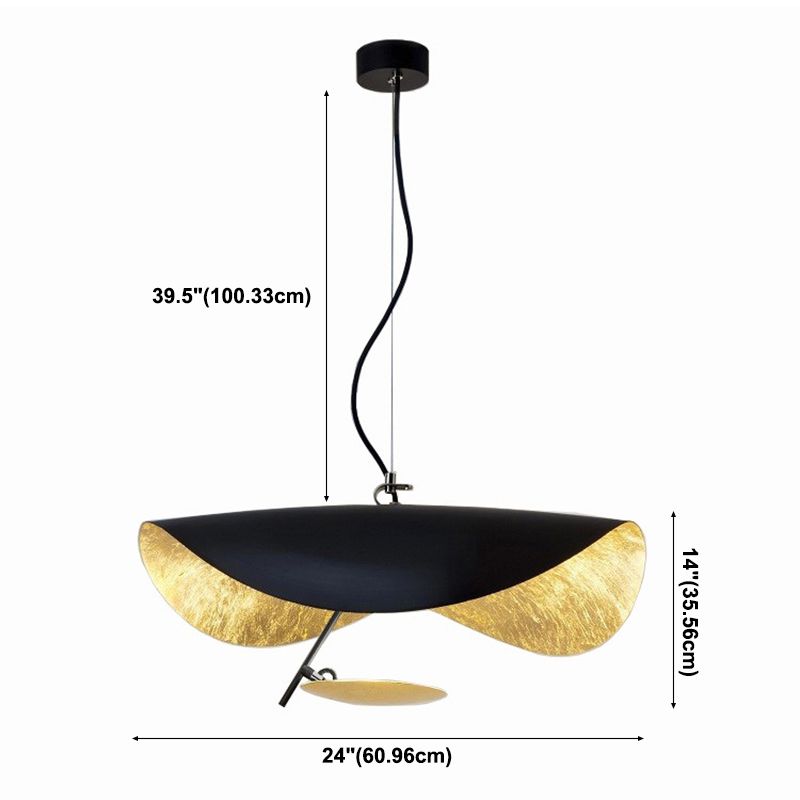 Lampe suspendue à LED noire et or dans un pendentif en fer forgé de style créatif moderne pour le salon