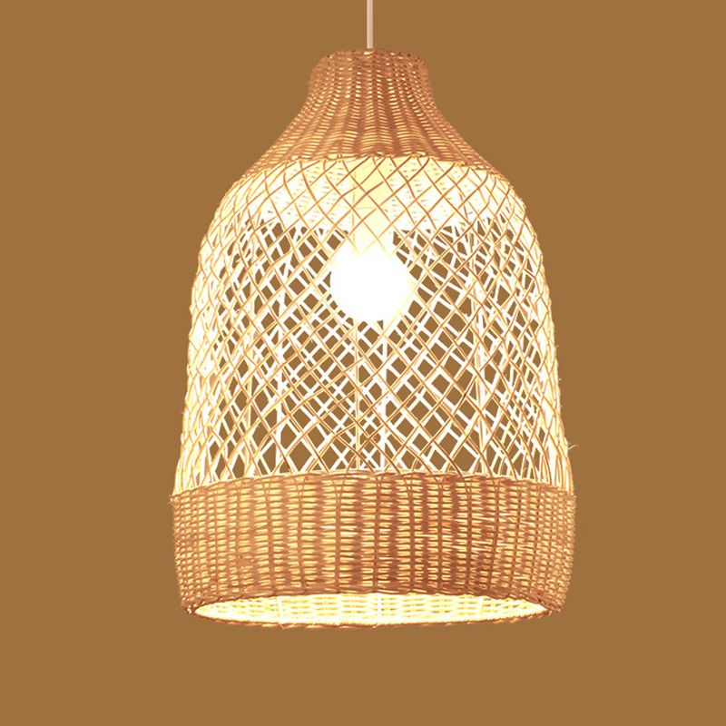 Rattan Round Hanging Light Fixture Asia Style Hanging Pendant Light