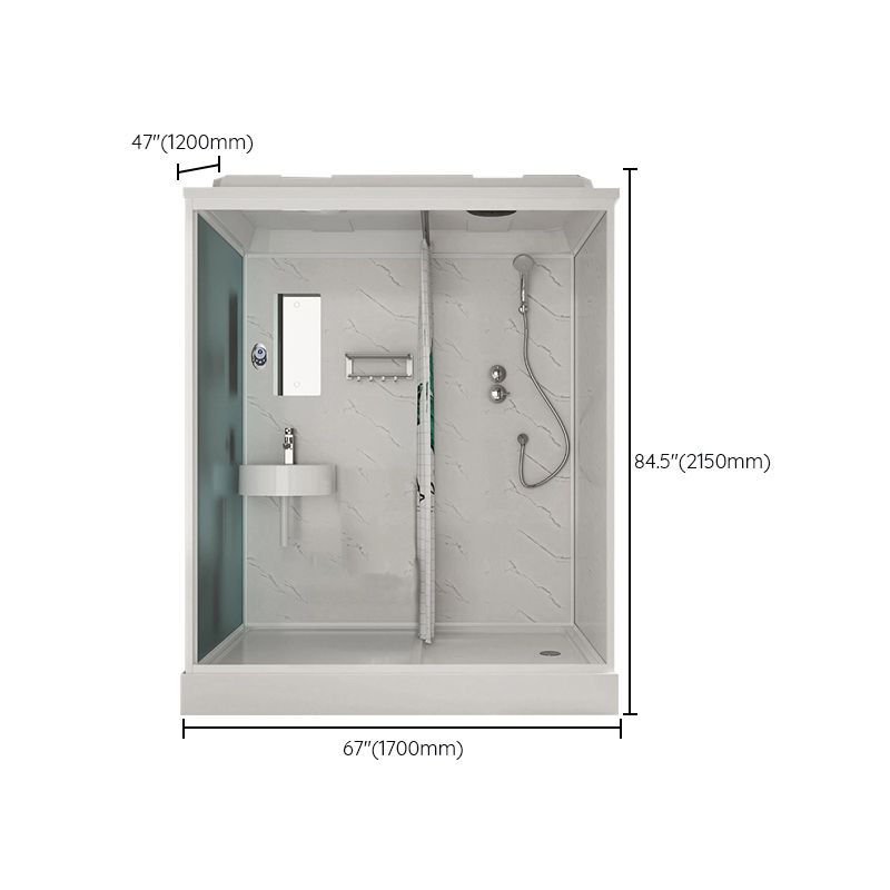 White Rectangle Shower Stall with Shower Base Tempered Glass Shower Stall