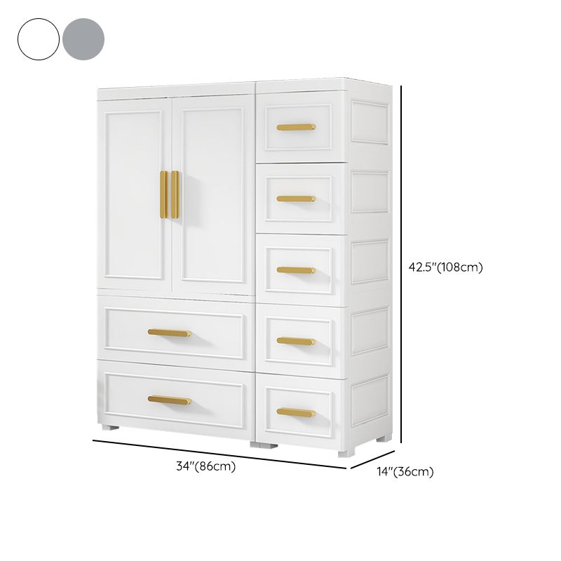 Contemporary Style Plastic Armoire Cabinet Bedroom Youth Armoire