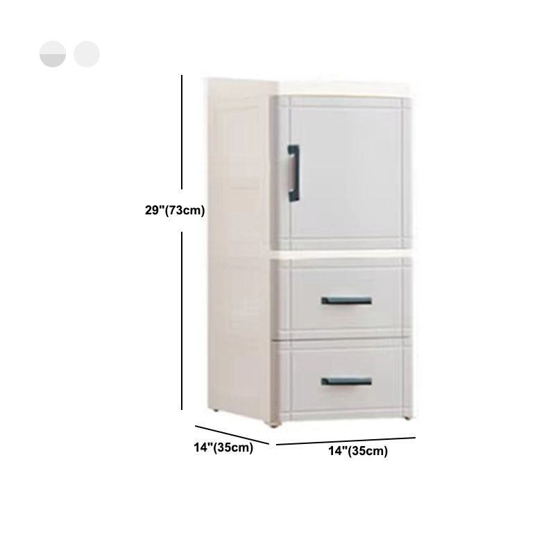 White and Grey Plastic Nightstand 13.78" D Modern 1-Door Nightstand