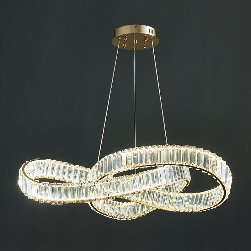 Luxe de luxe léger lustre luminaire linéaire cristallin de suspension cristalline