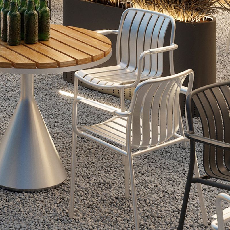 Contemporary Metal Dining Armchair with Arm Patio Dining Chair