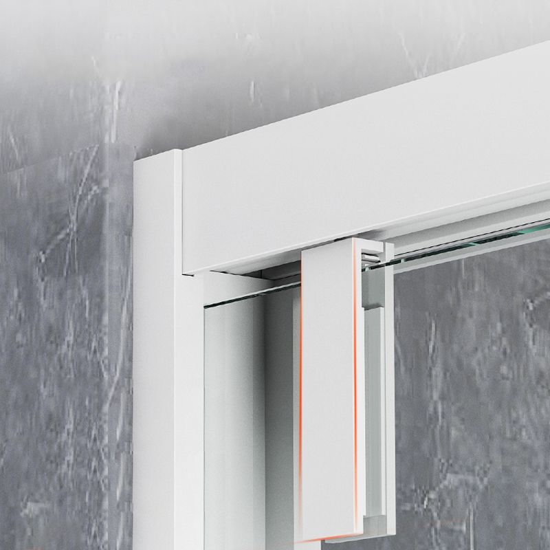 White Double Sliding Shower Door with Semi Frameless 304 Stainless Steel Frame