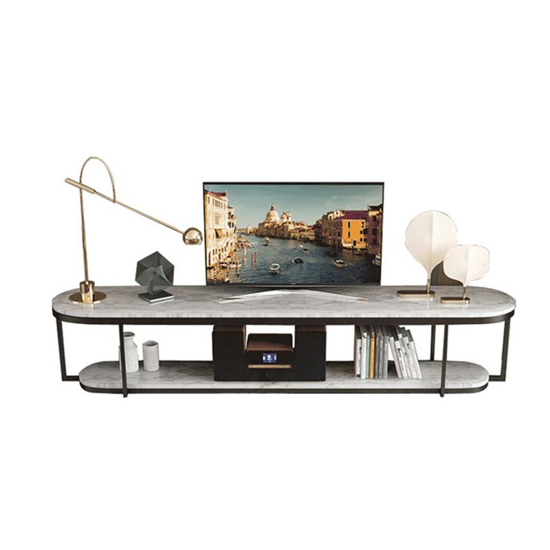 Modern 16" W TV Media Stand Marble Open Shelving TV Stand Console