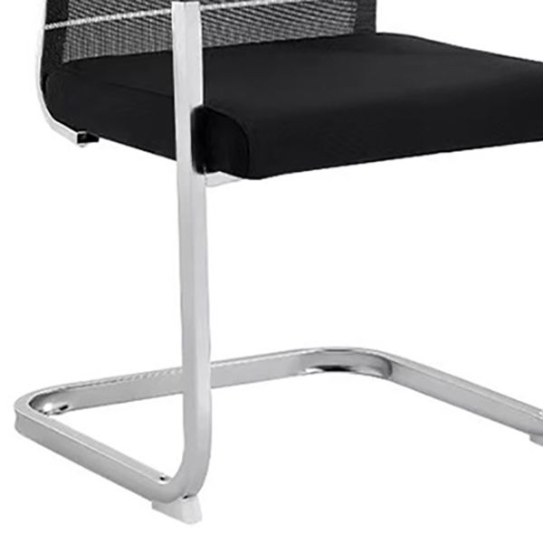 Mid Back Home Office Chair No Wheels Breathable Air Grid Conference Chair