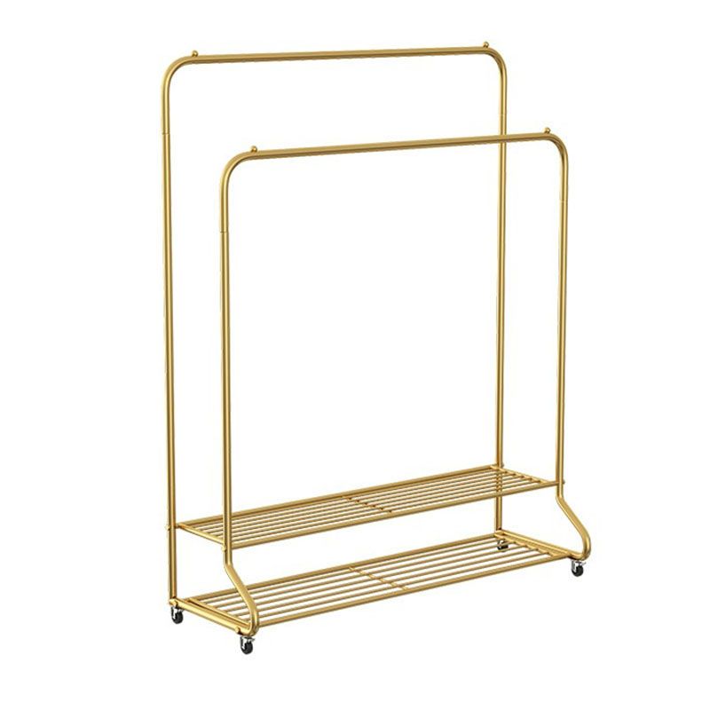 Modern Free Standing Castors Clothes Hanger Coat Rack with Storage Bench