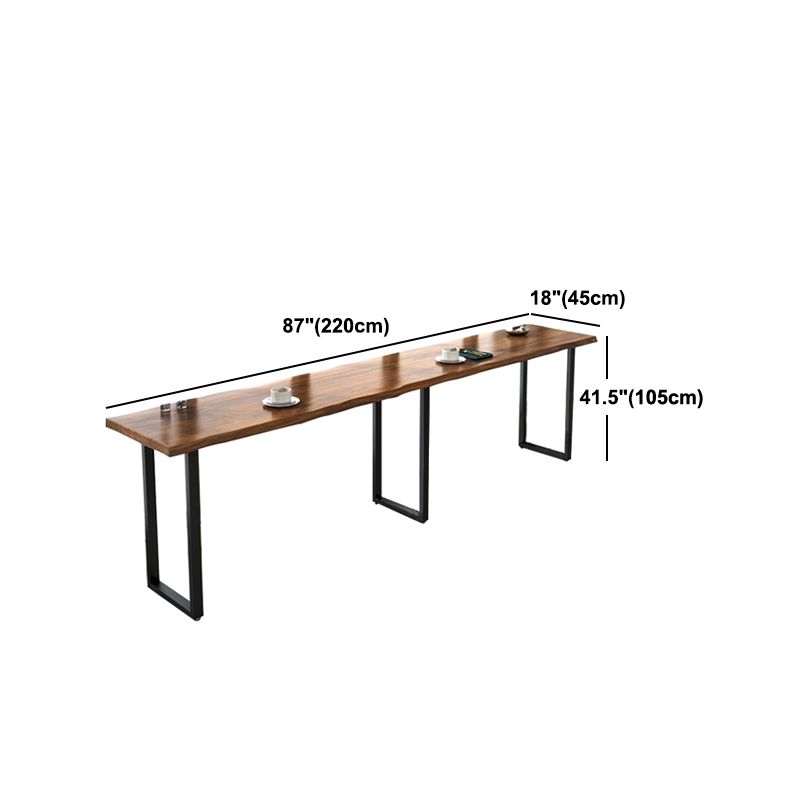 Pine Wood Bar Dining Table Industrial Bar Dining Table with Black Base