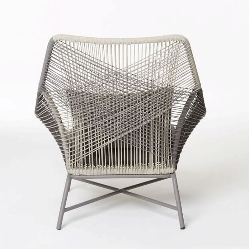 Contemporary Metal Base Dining Armchair in Grey with Open Back