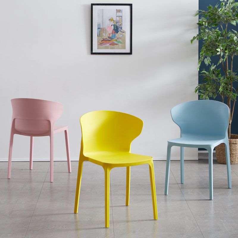 Scandinavian Plastic Dining Armless Chair Wingback Side Chair