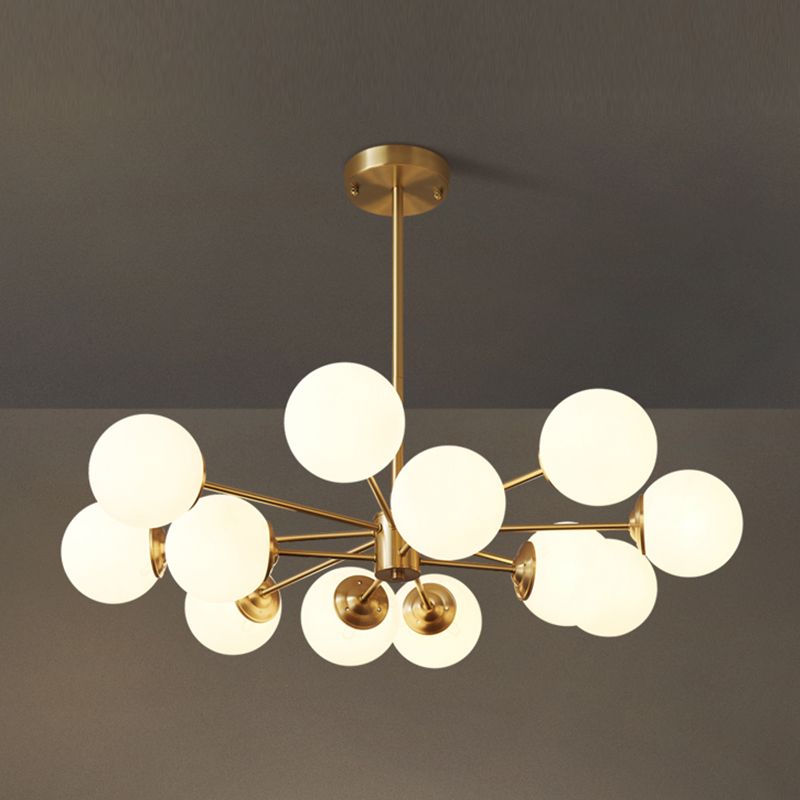 Nordic Brass Chandelier Globe Multi Light Chandelier Pendant with Glass for Living Room