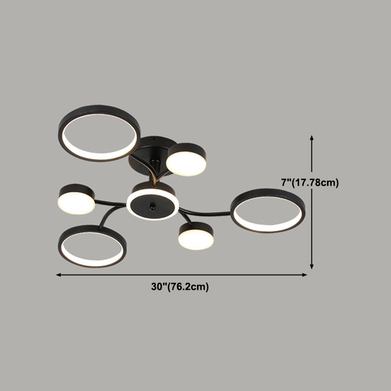 Modern Round Flush Ceiling Lights Metal Multiple-Light Ceiling Lighting