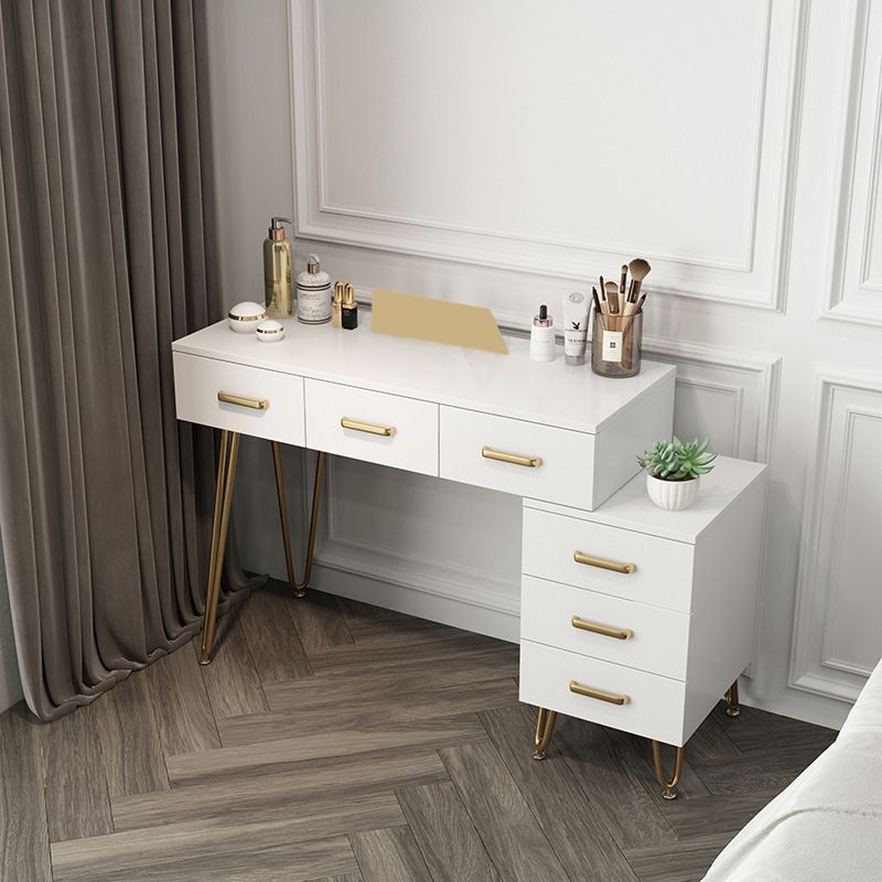 Wooden Vanity Desk in White Modern with Drawers Dressing Table