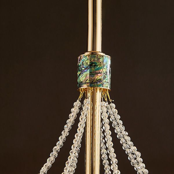 Postmoderne LED Chandelier de forme ovale Lampe de suspension avec des perles de cristal