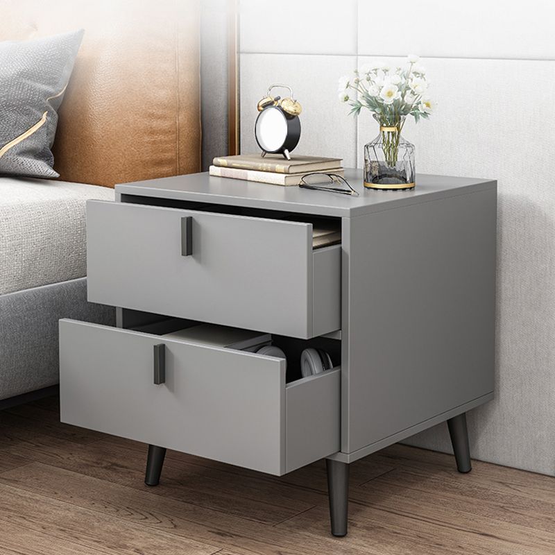 Drawer Storage Nightstand Contemporary Night Table with Legs in White/Gray