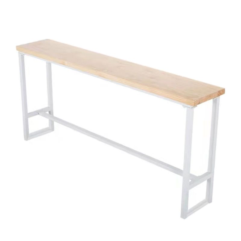 Natural Finish Pine Wood Top Bistro Table Glam Bar Table with White Trestle