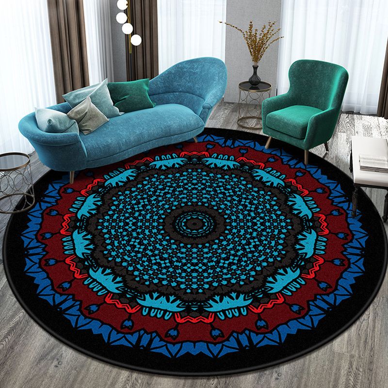 Marokkaanse ronde tapijt medaillon print indoor tapijt vlek resistent polyester gebied tapijt voor woonkamer