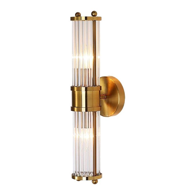 Crystal Cylinder Shape Sconce Light Modern-Style Wall Light Fixtures in Gold