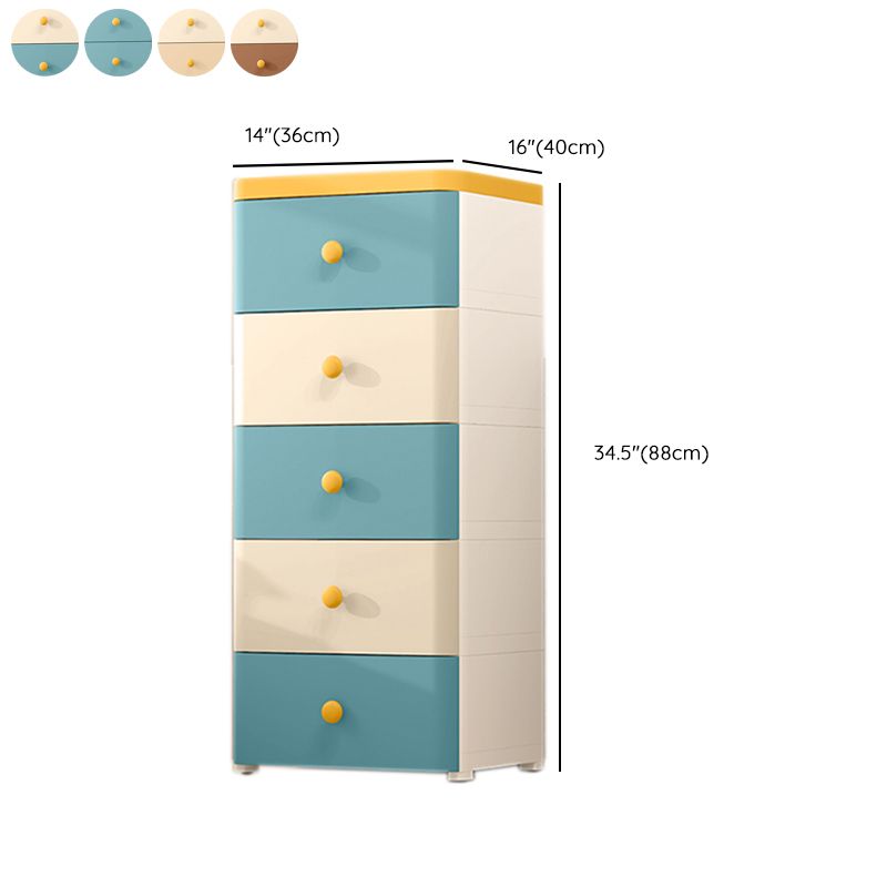 5 Drawers Plastic Kids Nightstand Scandinavian Vertical Nursery Dresser for Home